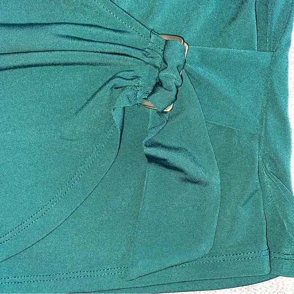 Michael Kors Emerald Green Long Sleeve Wrap Top With Gold Buckle - Picture 4 of 7